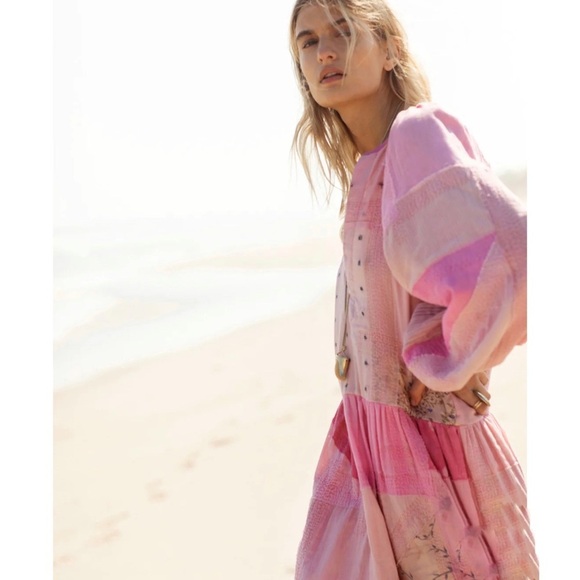 ALIX OF BOHEMIA Celeste Pink Sky Sari Dress - Picture 1 of 10